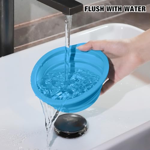 Rest-Eazzzy 2-Pack Silicone Collapsible Dog Bowls, BPA Free Dishwasher Safe, Portable Foldable Travel Bowl, Food Water Feeding Cup Dish for Dogs Cats with 2 Carabiners (Grey, Blue, 600 ML) - color: Grey, Blue
