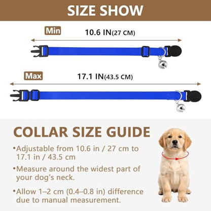 Ultramarine Adjustable Pet Collar, 2 Pack Small Dog Collar with Bell - color: Ultramarine