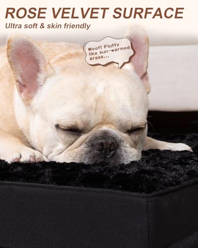 KSIIA Dog Crate Bed Waterproof Large Dog Bed Soft Rose Velvet Supportive Kennel Pad Egg Crate Foam with Removable Washable Cover & Non-Slip Bottom, 35 x 22 Inch, Black - color: Black, size: 35.0"L x 22.0"W x 3.0"Th