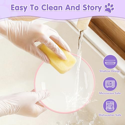 Cat Food Bowl, Ceramic Cat Bowls, Anti Whisker Fatigue Cats Bowl Set,Shallow Wide Kitten Plates for Food and Water (FenBai) - color: FenBai