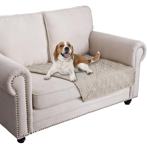Ameritex Waterproof Blanket Reversible Dog Bed Cover Pet Blanket for Furniture Bed Couch Sofa - color: Beige, size: 30x53 Inch (Pack of 1)