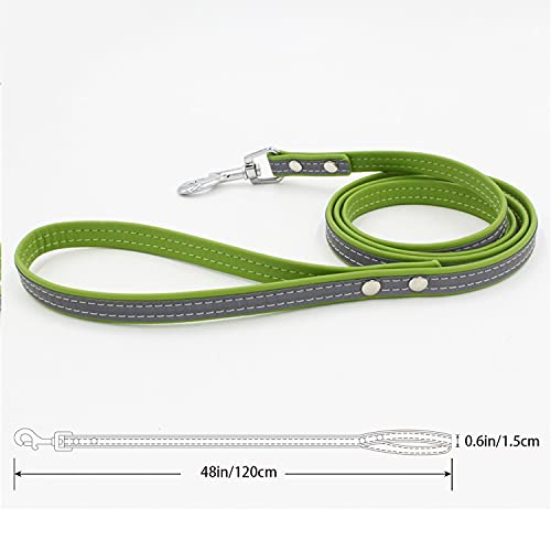 Custom Personalized Reflective Cat Dog Collar and Leash Set with Engraved Name Plate Green Puppy Kitty Dog Cat Collar and 4 FT Leash Set for Small Medium Large Girl Boy Dogs Cats - color: Green, size: S (8.7-11.0in)