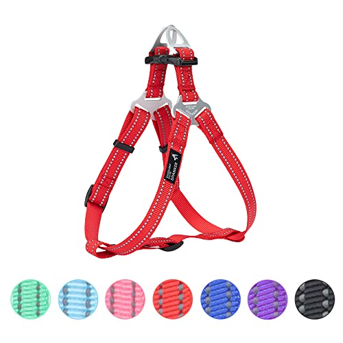 EXCELLENT ELITE SPANKER No Pull Dog Harness Adjustable Nylon Step-in Easy Pet Vest Chest Strap with Reflective and Leash Ring for Small Medium Large Breed Dogs Training Walking(Red-M) - color: Red, size: M