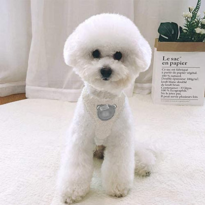 La La Pet® Cute Small Dog Harness with Velvet Leash Mesh Padded Vest Harness for Walking Small Medium Dogs and Cats (Beige, M) - color: Beige, size: M