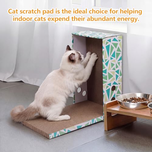 Cat Scratch Pad with Box, 5 Packs in 1 Cat Scratcher Board for Indoor Cats, Reversible Heavy-Duty Corrugated Scratching Board for Cats, Medium and Small Cats, Furniture Protection