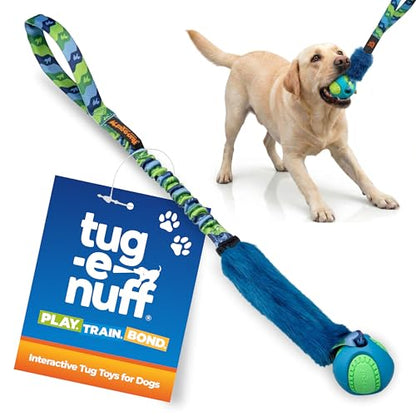 Tug-E-Nuff Fauxtastic PowerBall Bungee, Durable, Faux-Fur Fetch & Tug of War Dog Toy with Rubber Ball, Interactive Dog Tug Toys for Training Small, Medium, Large Dogs, 25 in, Green Pattern - color: Green