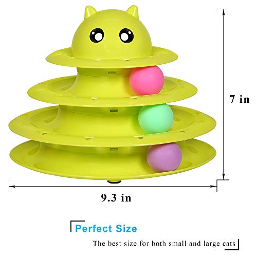 UPSKY Cat Toy Roller 3-Level Turntable Cat Toy Balls with Six Colorful Balls Interactive Kitten Fun Mental Physical Exercise Puzzle Toys - color: A-Green