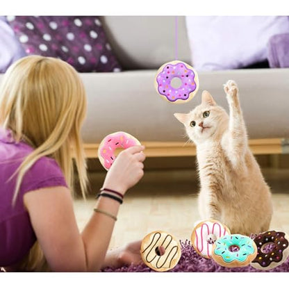 CiyvoLyeen 6 Pack Donut Cat Catnip Toys Kitten Chew Knickknack Sprinkles Interactive Pillows Teeth Grinding Catmint Plush Plaything Kitty Birthday Ideas Supplies 4 Inches - color: Donut - 6Pcs