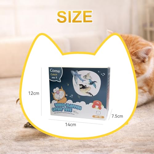 Flapping Bird Cat Toy, No Flying, Flapping & Chirping Wings Sparrow with Catnip, Rechargeable Touch Activated for Cats, Kitten or Small Dogs to Interact & Play