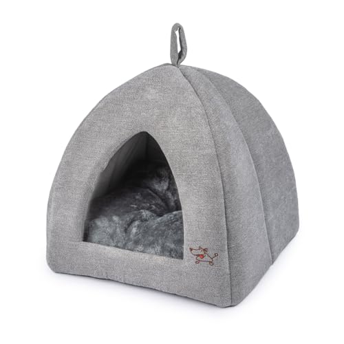 Best Pet Supplies Cat Bed for Indoor Cat, Domed Tent House with Removable Pillow, Covered Cat Cave for Small Dog, Puppies and All Breeds of Cats - Gray, 16 x 16 x H:16" - color: Gray (Tent), size: 16" x 16" x H:16"