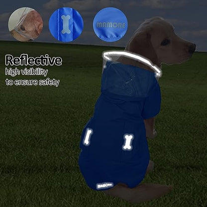 Waterproof Dog Raincoat, Adjustable Reflective Lightweight Pet Rain Clothes with Poncho Hood (Small, Blue) - color: Blue, size: Small(9-13lb)