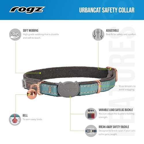 Rogz Urban Cat Safety Collar Small/Medium - Dove Gray - color: Dove Gray