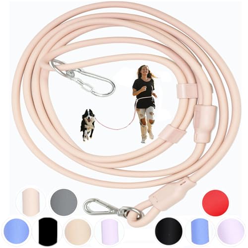Hands Free Dog Leash Crossbody & Waist for Walking, 9-in-1 No Pull Dog Harness & Leash Set, Heavy Duty Waterproof Slip Lead for Large Medium Breeds (20-120lbs, Blush) - color: Flesh Pink, size: Large - 9mm Diameter - 20-120lbs