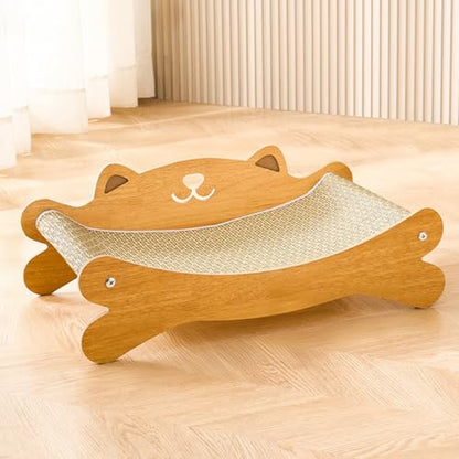 Cat Scratcher Bed for Indoor Cats - Summer Cool Hammock, 23.2″ Large Scratching Lounge with 40 lbs Weight Capacity, Wooden Modern Cat Scratching Post & Pad Furniture - size: Medium -3