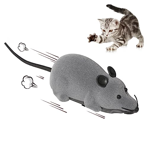 Auto Moving Mouse Cat Toy, Interactive Cat Toys Wireless Electronic Fake Mouse Rat Pet Toy Running Wheel Plush Rat Chasing Prank Toy for Cats Dogs Kids Novelty Gift By Greatstar (Grey, No Controller) - color: Grey, No Controller