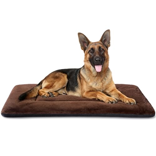 Dog Crate Pad Washable for 48 Inch Crate, Plush Anti-Slip Crate Mat for Large Dogs, XL Kennel Pad for Home, Travel and Training, 48 x 30 Inch, Brown - color: Brown, size: 48.0"L x 30.0"W x 1.5"Th