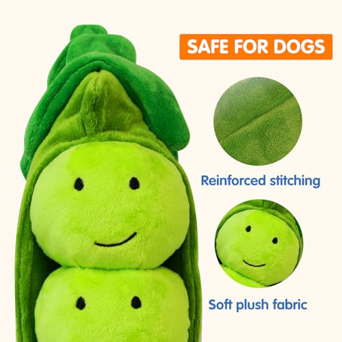 Hide and Seek Dog Toys, Interactive Squeaky Plush Puzzle Toy with Crinkle, Dog Enrichment Toys for Boredom & Stimulation, for Small Medium Dogs, Non-Aggressive Chewers(Pea Balls, Pack of 3) - style: A-Peas