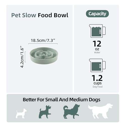 Havniva Ceramic Slow Feeder Dog Bowls, 1.2 Cups Dog Bowl Slow Feeding for Small and Medium Breed, 7.3inch Puzzle Dog Food Bowl Slow Feeder Non-Slip Anti-Gulping and Anti-Choking Reduces Bloating - color: 1 x Light Green-A, size: 7.3inch
