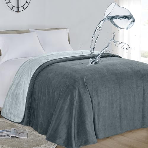 Softan Waterproof 100% Leak Proof Blanket for Baby Adults Pets Dogs Cats, Pee Proof, 3 Layer Protector for Bed, Sofa Couch and Other Furniture, 90"x90", Charcoal | Light Grey, Reversible Lightweight - color: Charcoal|light Grey, size: 90"x90"