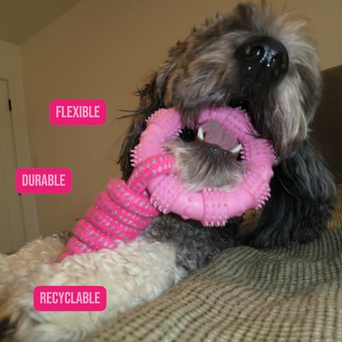 Doug's Dog Supplies Ring Rope Toy – Tug of War Toy for Medium & Large Dogs | Tug & Play Dog Toy - color: Pink