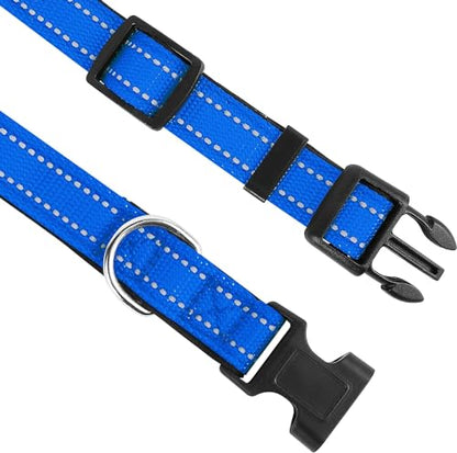 Reflective Dog Collar, Adjustable Soft Neoprene Padded Nylon Pet Collars with Buckle for Puppy and Small Dogs, Cats, Navy Blue,XS - color: Navy Blue, size: X-Small
