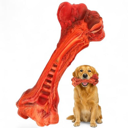 Dog Chew Toy - Natural Rubber Dog Toy, Beef Flavor – Dog Toys for Medium & Large Dogs - Bone-Shaped Chew for Dental Health - Indoor and Outdoor Play