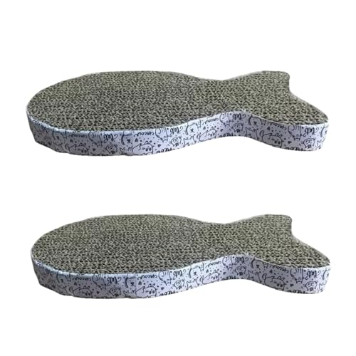 2Pcs Cat Scratching Board Premium Scratch Textures Cardboard Anti-Scratch Stress Relieve Indeformable Fish Self-Adhesive Scratching Board, Cat Scratching Pads (28×15×2.5 cm)