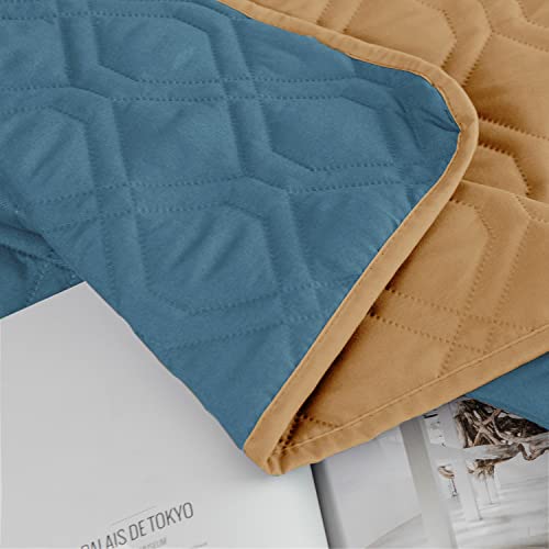 Ameritex Waterproof Dog Bed Cover Pet Blanket for Furniture Bed Couch Sofa Reversible - color: Sand+stoneblue, size: 30x53 Inch (Pack of 1)