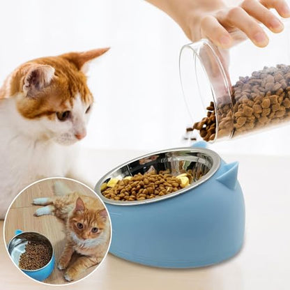 Stainless Steel Cat Food Bowl with Non-Slip Base, Easy to Clean Pet Feeding Dish, Food-Grade Pet Bowl for Cats and Small Pets - color: Blue, size: 400ML