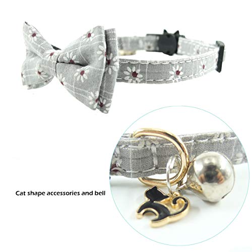 Bowtie Cat Collars Breakaway with Bell, Adjustable Cute Kitty Collars Safety Buckle Kitten Collar for Cat Puppy 7.5-11in - color: 3