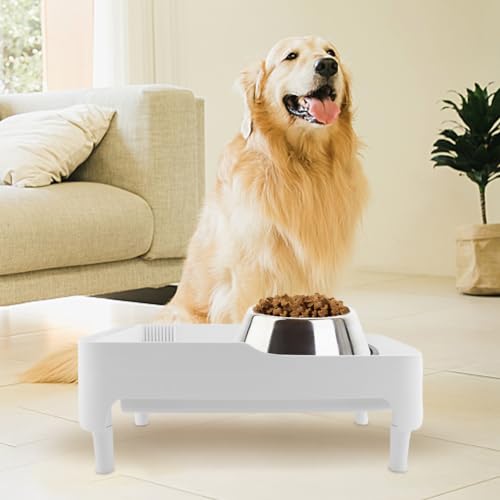 Elevated Pet Food Stand Adjustable Height - Ergonomic Cat & Dog Feeder Shelf with Storage Drawer | Compatible with Automatic Feeders, Protects Neck Health | Durable Snack Organizer for Treats & Food