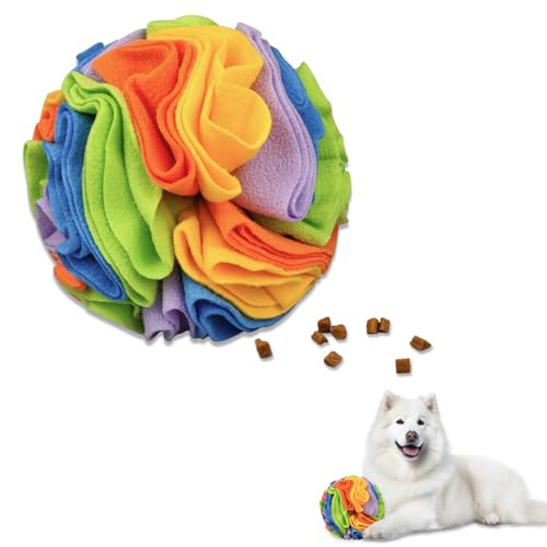 Andiker 7.9" Snuffle Ball for Dogs, Plush Colorful Interactive Snuffle Ball Hide Treat Dog Puzzle Toy for Relieving Boredom and Training Machine Washable Dog Ball for Small Medium Dogs (Rainbow, L) - color: Rainbow, size: L