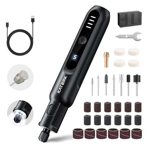 Katerk Pet Dog Nail Grinder - 5 Speed Quiet Electric Dog Nail Trimmer with 360°LED Light, 2500mAh Rechargeable, 32PCS Cordless Rotary Tool for Small Medium Large Dogs & DIY Sanding, Carving (Black) - color: Black