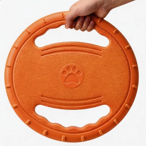 Dog Flying Disc, Durable Soft EVA Flying Ring for Aggressive Chewers, Interactive Fetch & Training Toy, Floats in Water, Safe on Teeth & Gums, Beach Pool Play (Orange) - color: Orange