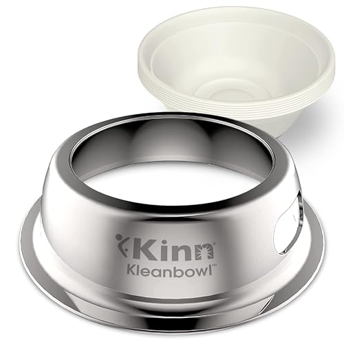 Kinn Kleanbowl Pet Bowl Stainless Steel Frame with Compostable Refills, 16 oz (Pack of 1) – Spill-Proof Stable Disposable Dog Bowls for Easy Cleaning and Healthy Pets, No Plastic - color: Frame (1 pack), size: 16 oz (2 cups)