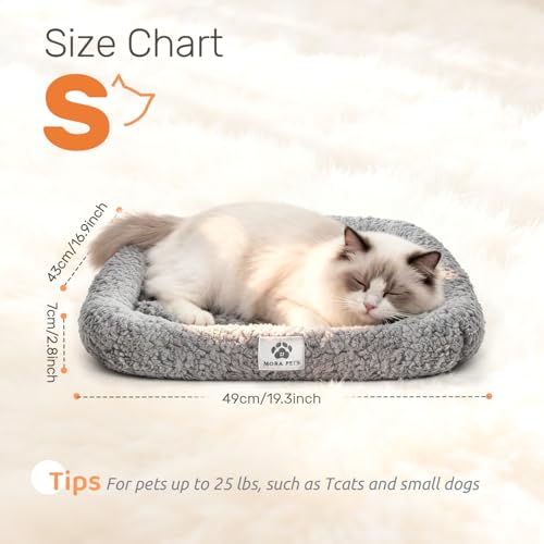 Mora Pets Self Warming Cat Bed Self Heating Pet Pad with Bolster and Foam Washable Removable Cover Non Slip Thermal Sherpa Fabric Pet Mat Grey 20 Inch - size: 20"L x 17"W x 3"Th