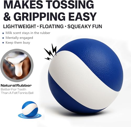 Squeaky Dog Toy – Durable Rubber Dog Ball for Medium & Large Dogs, Tough Interactive Fetch Toy for Chewers, Outdoor Training & Play Ball, Floating Water Play Gift.Ocean - color: Ocean