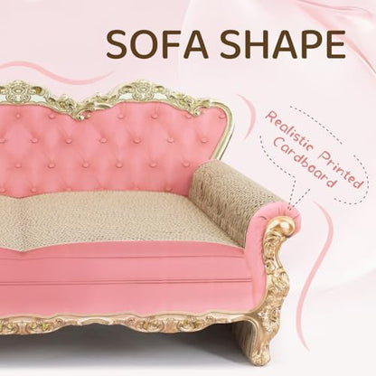 Cardboard Cat Scratcher Bed - Couch Shaped Cat Scratching Board, Cute Lounge Bed Scratching Pad for Indoor Cats Resting Playing - color: Pink