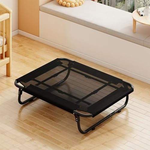 Outdoor Elevated Dog Cot, Breathable Cooling Elevated Cot Hammock Pet Bed for Small & Medium Dogs, Washable Mesh Cover, Raised Metal Frame, Collapsible, Portable 【M-31 * 24 * 6 in】 Black - color: Black, size: Medium