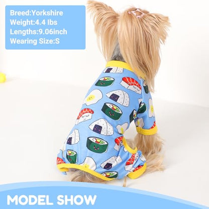 Dog Pajamas Small Sized Dogs Stretchable Summer Dog Clothes Pjs 4 Legs Girl Boy Cute Soft Puppy Outfits Doggie Cat Jammies Jumpsuit Sleeper for Pet (Bread, Medium) - color: Bread, size: Medium (Chest 15in )