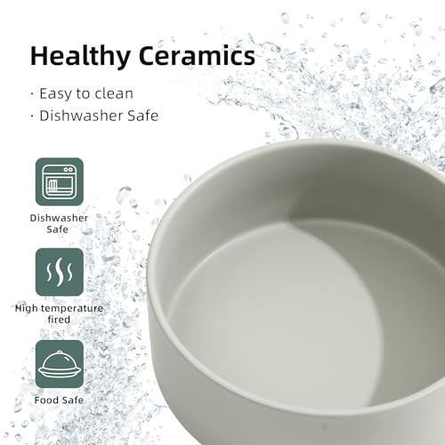 Havniva 6.1” Ceramic Dog Bowls, Dog Food and Water Bowl for Small & Medium Dogs, Durable Dog Water Bowl with Non-Slip Rubber Base Large Capacity Pet Feeding Bowl - color: Matte Gray, size: 6.1 Inch