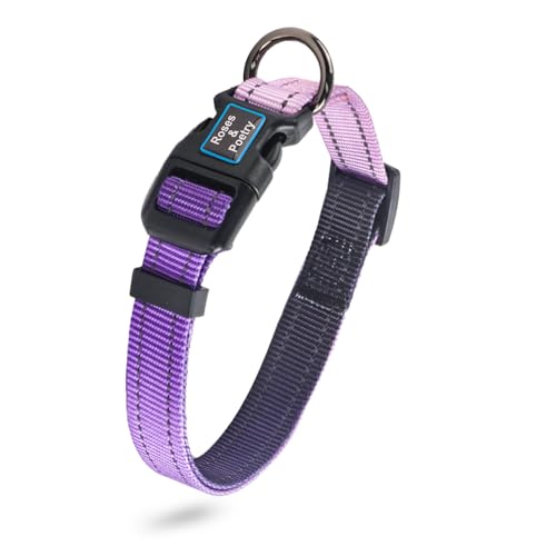 Roses&Poetry Small Dog Collar, Adjustable Reflective Puppy Collars Durable Pet Collars for Small Medium Large Dogs(Lightpurple-S) - color: LightPurple, size: S