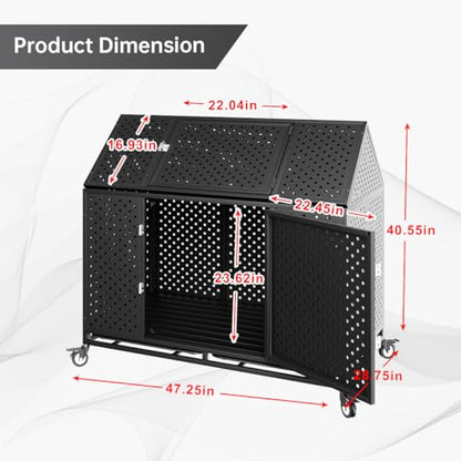 48" Heavy Duty Dog Crate Large Dog cage Strong Metal Dog Kennels and Crates for Large Dogs Top Open with 2 Doors 4 Lockable Wheels 2 Removable Trays - size: 48 inch - Metal Plate