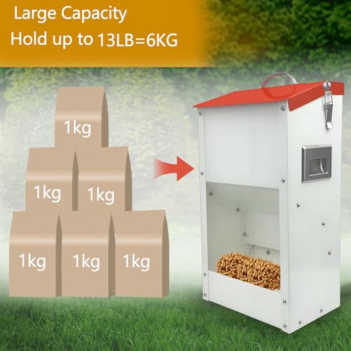 Gravity Automatic Cat Feeder Galvanized Small Animal Feeding Trough Food Dispenser for Cats Puppy 13L Outdoor Pets Feeder