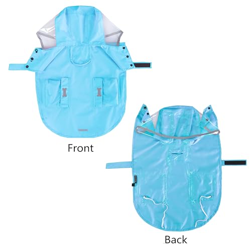 Dog Raincoat Waterproof Rain Poncho with Hoodie, High Reflective Adjustable Pet Rain Jacket with Leash Hole for Small Medium and Large Dogs (Blue, Small) - color: Blue, size: Small: 9-13lbs