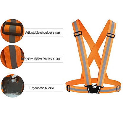 Chiwo Reflective Vest Running Gear 2Pack, High Visibility Adjustable Safety Ves for Night Cycling,Hiking, Jogging,Dog Walking - color: Green Orange