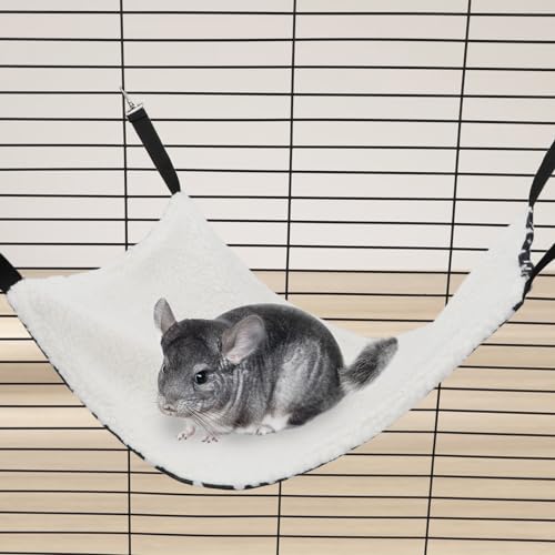 2 Pack Small Animal Hammock Soft Fleece Sleeping Bed for Mice Rat Chinchilla Guinea Pig Ferret Kitten Cat Rabbit (L: 20.83x13.76inch, Black White Dot) - size: L 19.7" x 13.4"