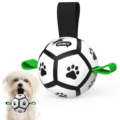 QDAN Small Dog Toys, Puppy Balls, Dog Balls with Straps for Small Breed, Soccer Ball for Dogs, Puppy Toys, Dog Birthday Gift (Black Green, 3.5 inch) - color: Green-Black, size: 3.5 Inch