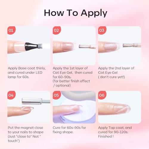 modelones Gel Nail Polish Set, 6 Colors Nude Pink Silver 9D Glassy Cat Eye Glitter Gel Polish Semi-transparent Neutral Brown Nail Polish Soapnails with Magnet Soak Off Led Nail Art DIY Gift - color: A A3-Neutral Cat Eye
