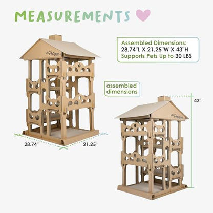 Petique Feline Chateau Cat House, Kraft, One Size (CH03010200) - style: Feline Chateau